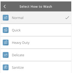 Available cycles under how to wash option