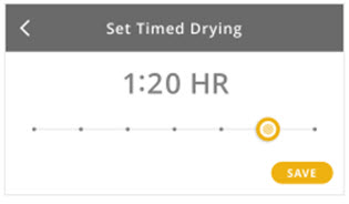 Setting timed dry on screen