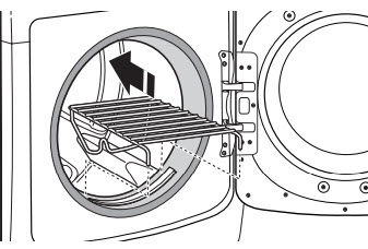 Placing a dryer rack inside a dryer drum 