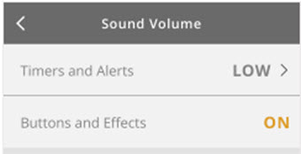Sound volume adjustment option on washer display