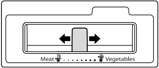 Slide the control to the temperature setting best suited for the items stored in the drawer.  For meat slide left to cold. For vegetables slide right to least cold.