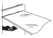Remove items from the shelf. Slide the shelf straight out to the stop. Depending on your model, lift back or front of the shelf past the stop. Slide shelf out the rest of the way.