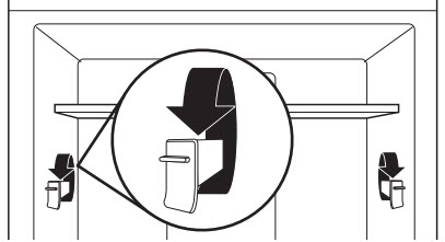 Lift the shelf off the shelf mounts and turn the flipper to the desired orientation. Repeat for remaining shelf mounts. Apply pressure to the top of the shelf to ensure the shelf is properly seated on the shelf mounts.