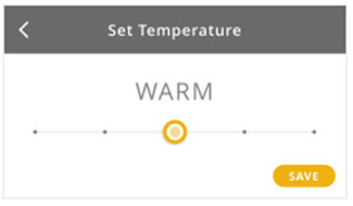 Temperature setting from the Home page